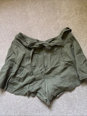 bp Olive Green High-Waist Tie-Belt Shorts
